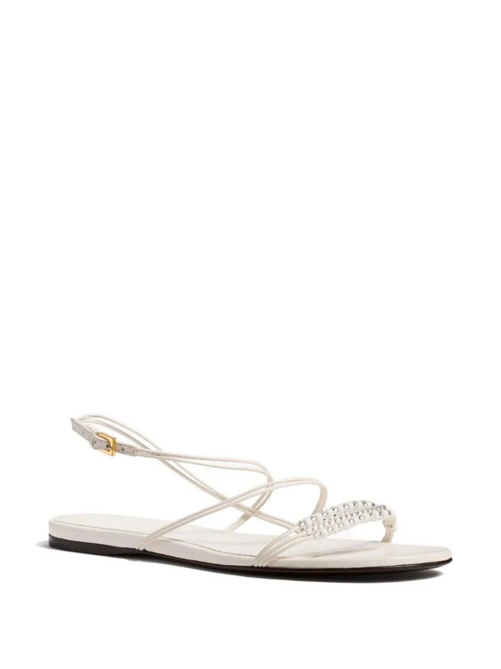Khaite Leather Beaded Accents Sandals